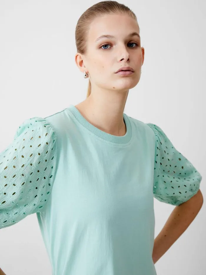 Woman French Connection Tops Broderie Sleeve Top Mint
