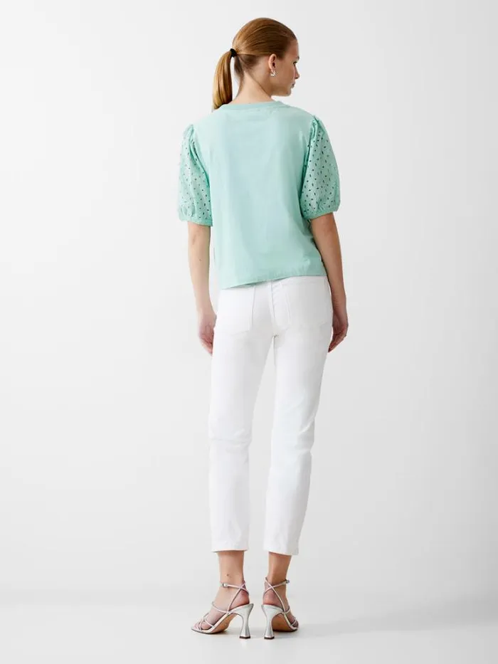 Woman French Connection Tops Broderie Sleeve Top Mint