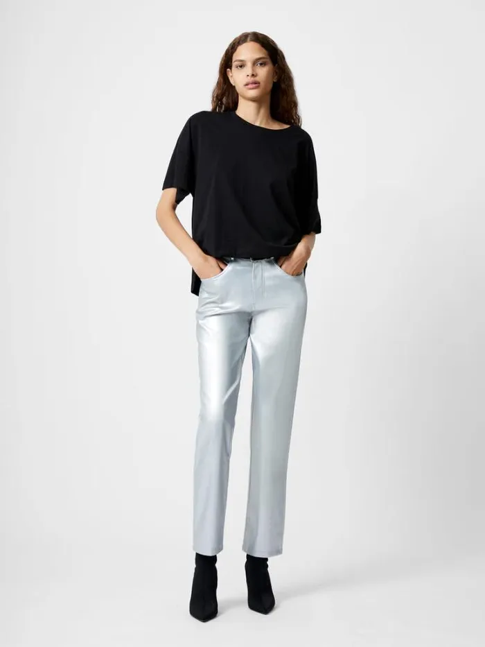 Woman French Connection Tops Brushed Stepped Hem TShirt Black