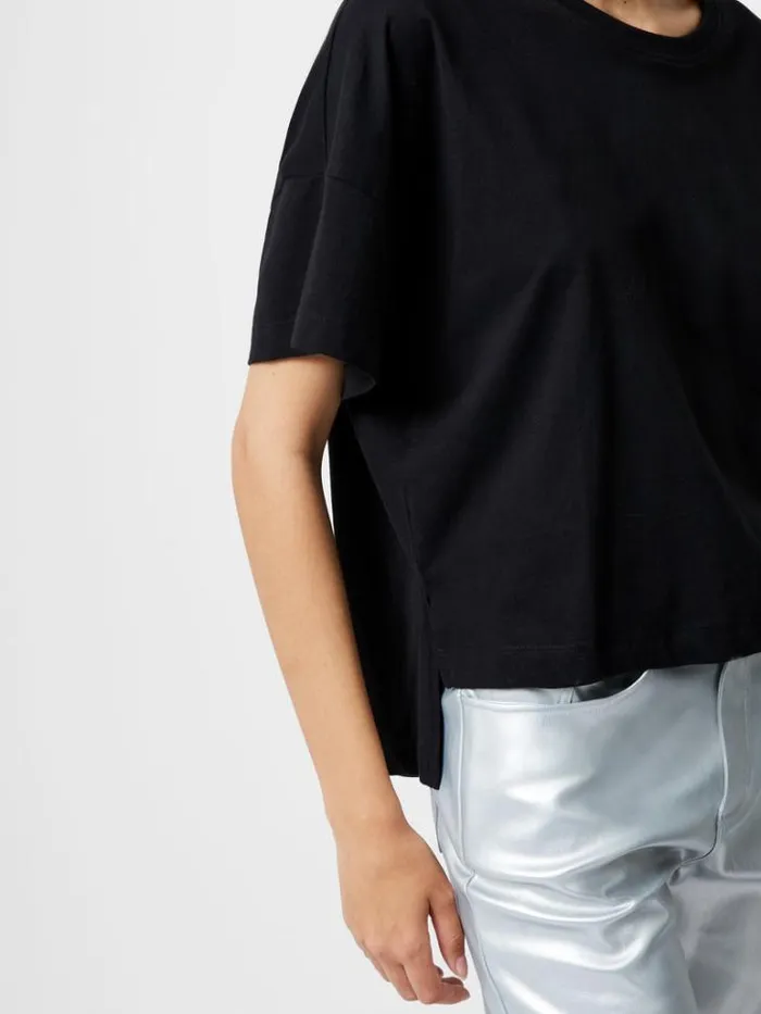 Woman French Connection Tops Brushed Stepped Hem TShirt Black