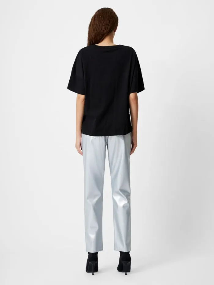 Woman French Connection Tops Brushed Stepped Hem TShirt Black