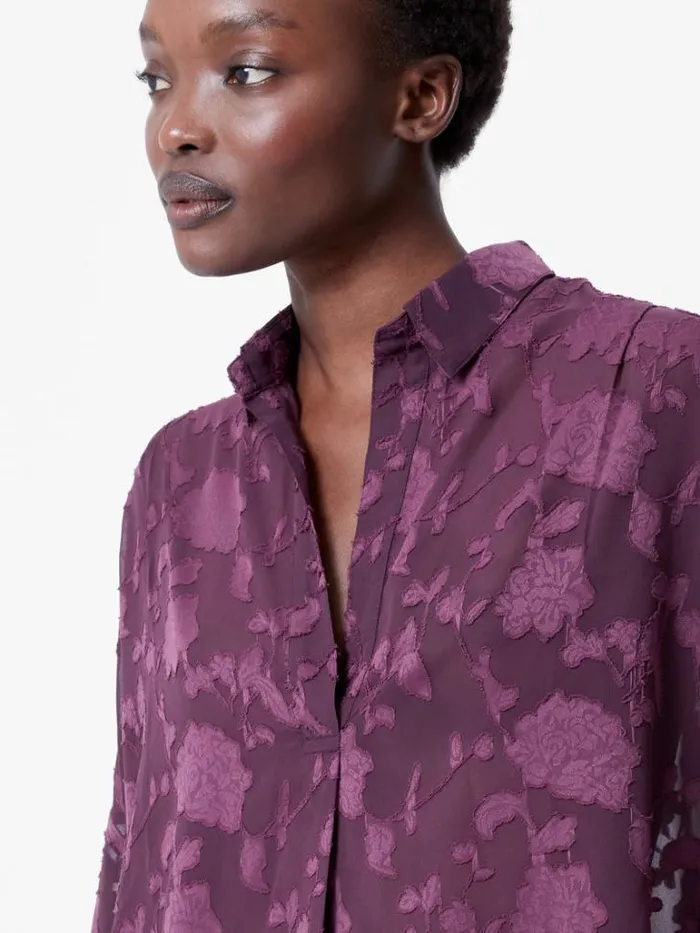 Woman French Connection Tops Devore Satin Popover Shirt Blackberry