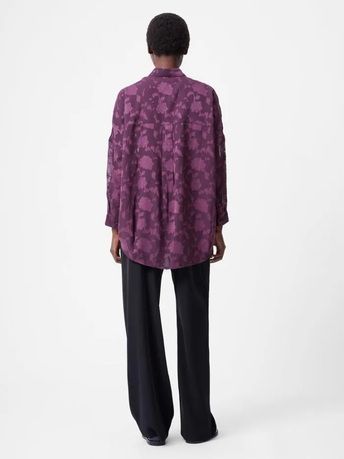 Woman French Connection Tops Devore Satin Popover Shirt Blackberry