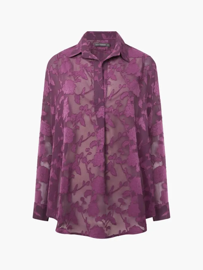 Woman French Connection Tops Devore Satin Popover Shirt Blackberry