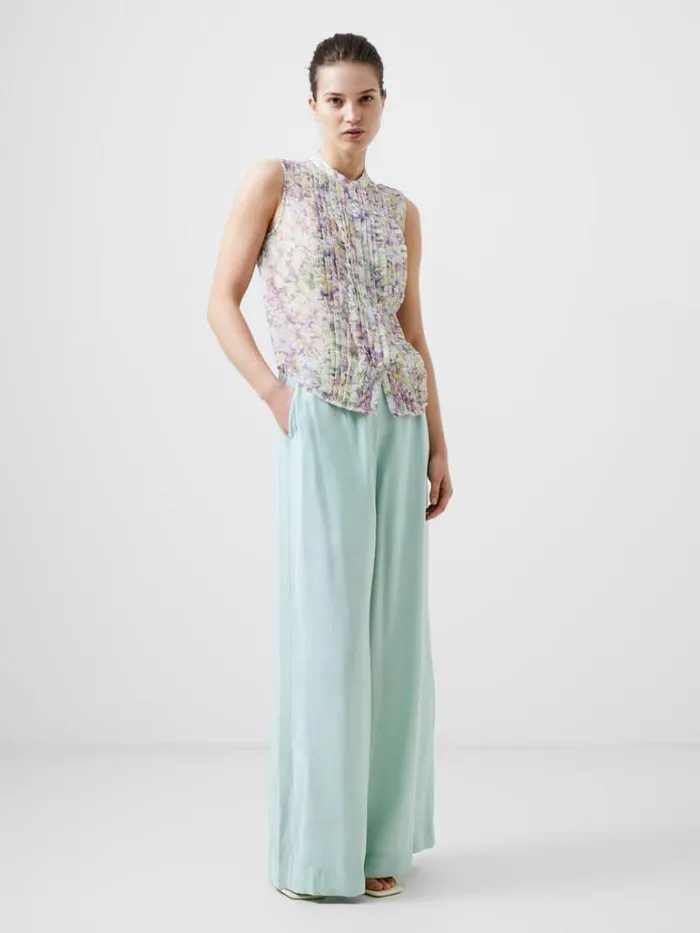 Woman French Connection Tops Donna Recycled Georgette Ruffle Top Strawberry Shake