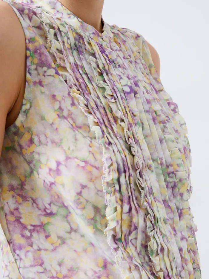 Woman French Connection Tops Donna Recycled Georgette Ruffle Top Strawberry Shake