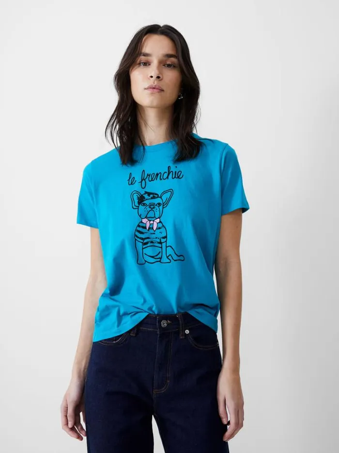 Woman French Connection Tops Frenchie Graphic TShirt Peacocksheerlilac