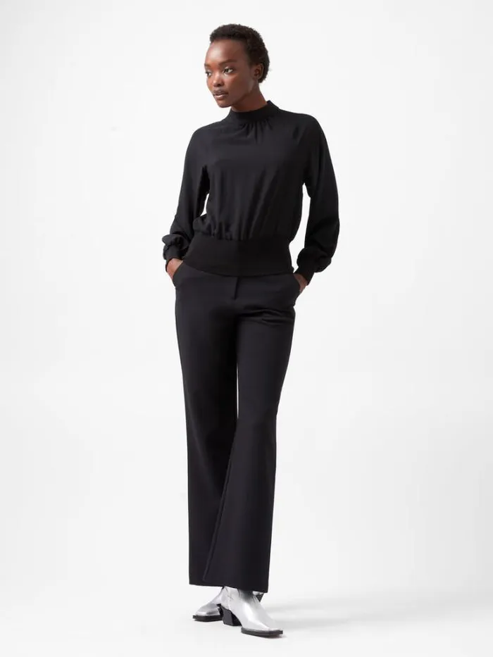 Woman French Connection Tops Krista Knit Long Sleeve Stand Neck Top Blackout