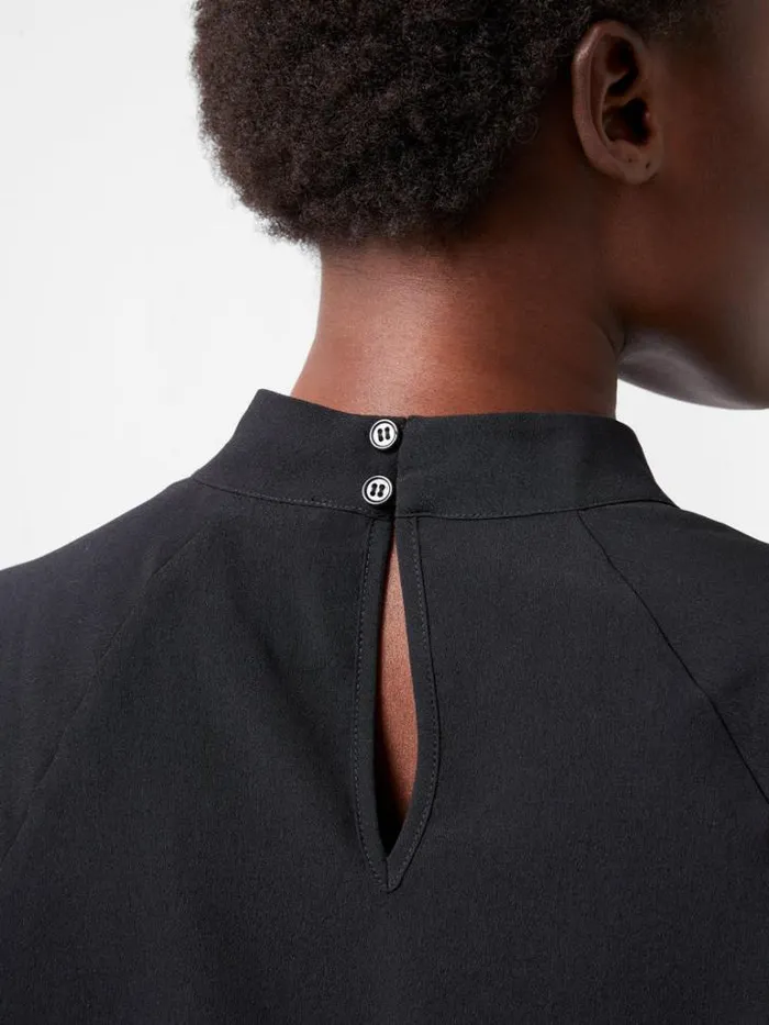 Woman French Connection Tops Krista Knit Long Sleeve Stand Neck Top Blackout