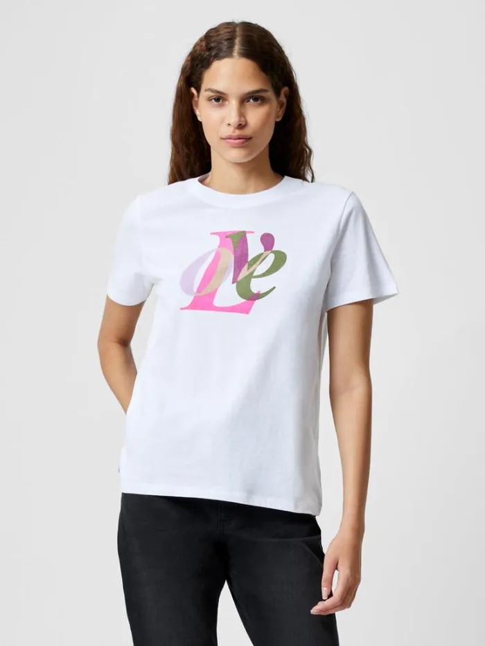 Woman French Connection Tops Love Graphic Print TShirt White