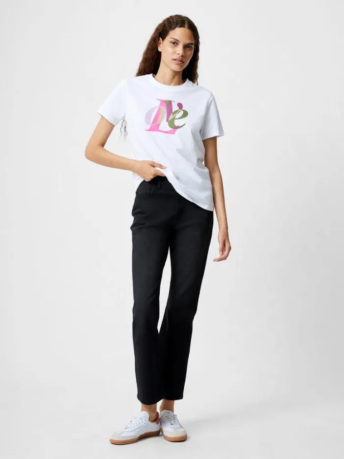 Woman French Connection Tops Love Graphic Print TShirt White