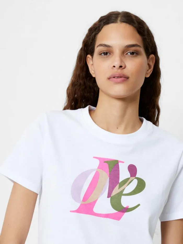 Woman French Connection Tops Love Graphic Print TShirt White