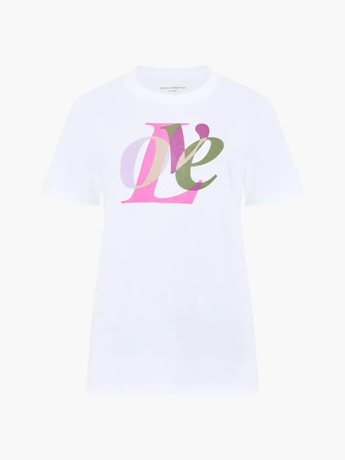 Woman French Connection Tops Love Graphic Print TShirt White