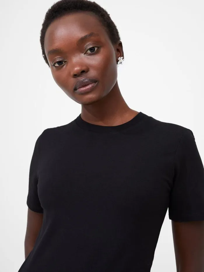 Woman French Connection Tops Rallie Cotton Crew Neck TShirt Black