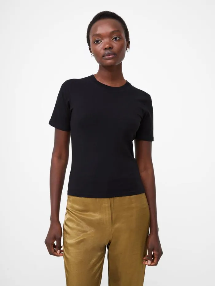 Woman French Connection Tops Rallie Cotton Crew Neck TShirt Black