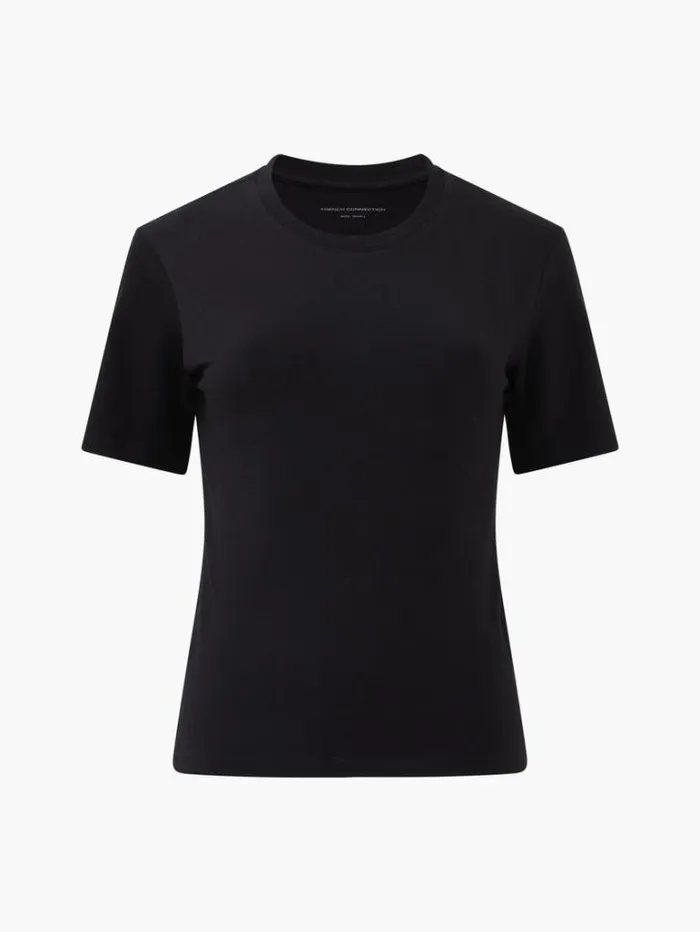 Woman French Connection Tops Rallie Cotton Crew Neck TShirt Black