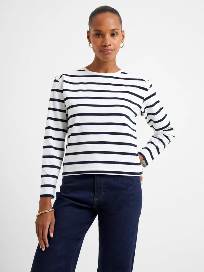 Woman French Connection Tops Rallie Stripe Slash Neck Top Summer Whitemarine