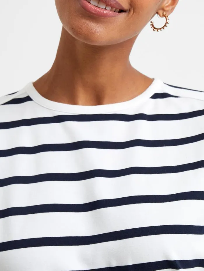 Woman French Connection Tops Rallie Stripe Slash Neck Top Summer Whitemarine