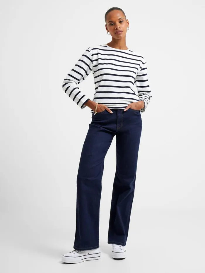 Woman French Connection Tops Rallie Stripe Slash Neck Top Summer Whitemarine