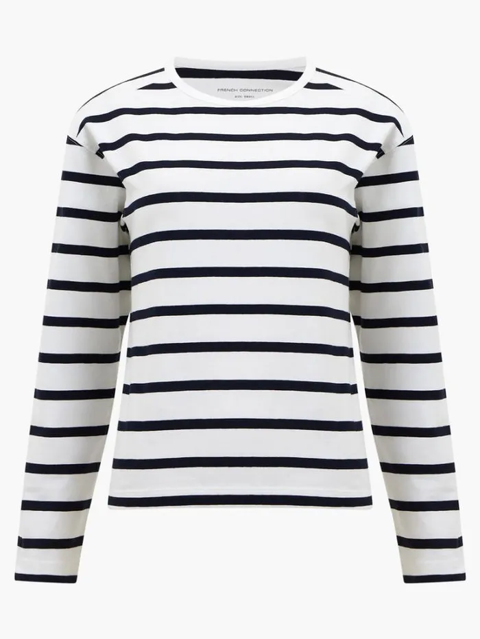 Woman French Connection Tops Rallie Stripe Slash Neck Top Summer Whitemarine