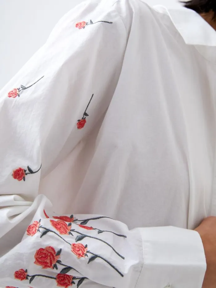 Woman French Connection Tops Rhodes Embroidered Shirt Linen White