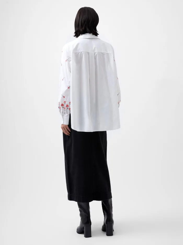Woman French Connection Tops Rhodes Embroidered Shirt Linen White