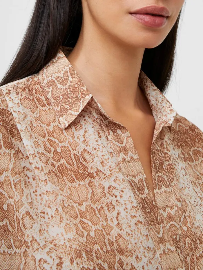 Woman French Connection Tops Snake Smooth Georgette Popover Shirt Snake
