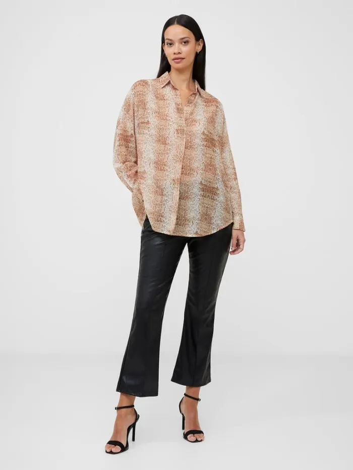 Woman French Connection Tops Snake Smooth Georgette Popover Shirt Snake