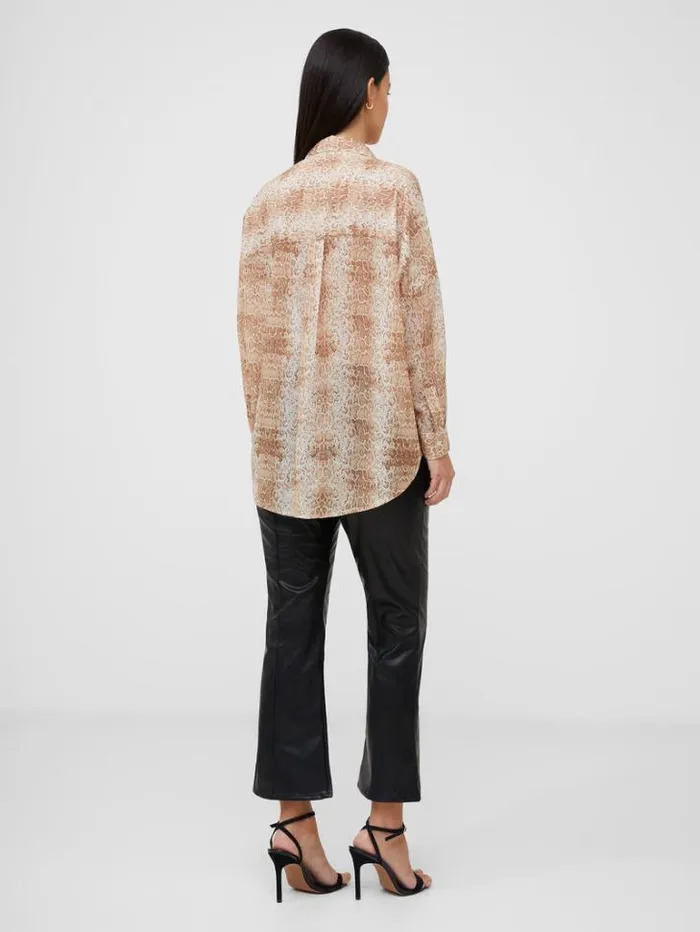 Woman French Connection Tops Snake Smooth Georgette Popover Shirt Snake