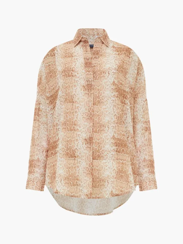 Woman French Connection Tops Snake Smooth Georgette Popover Shirt Snake