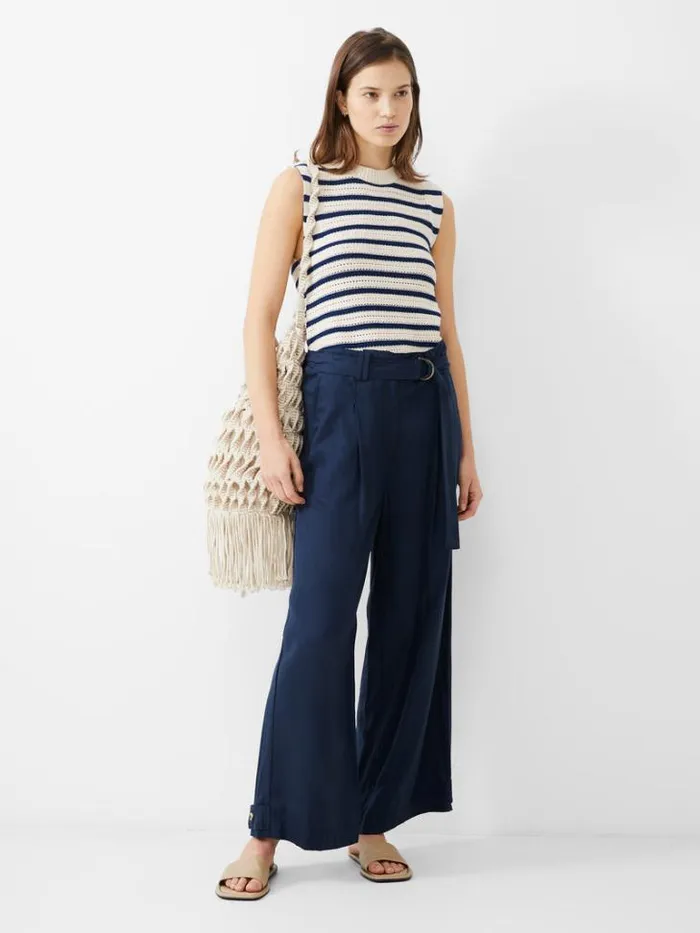 Woman French Connection Trousers Elkie Twill Trousers Marine