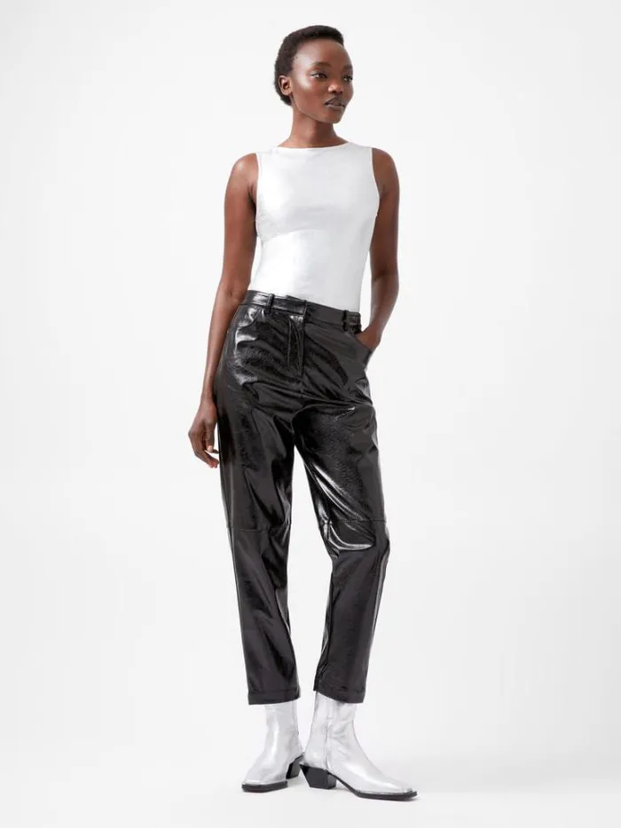 Woman French Connection Trousers Emmett Pu Tapered Trousers Blackout