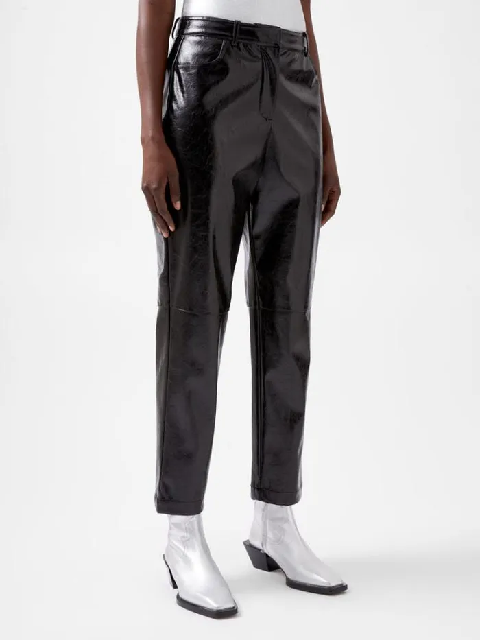 Woman French Connection Trousers Emmett Pu Tapered Trousers Blackout