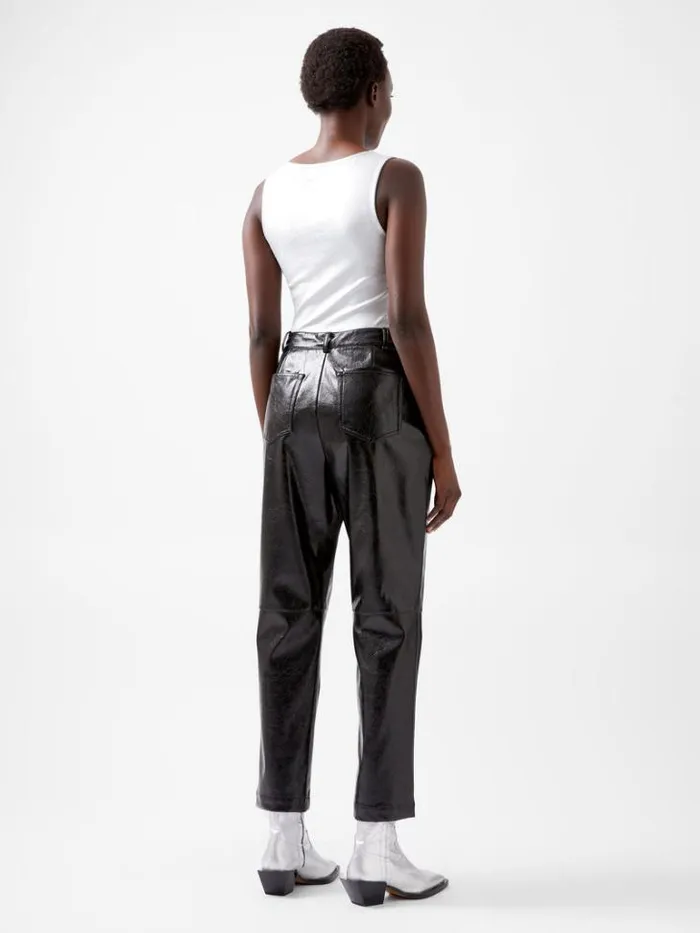 Woman French Connection Trousers Emmett Pu Tapered Trousers Blackout