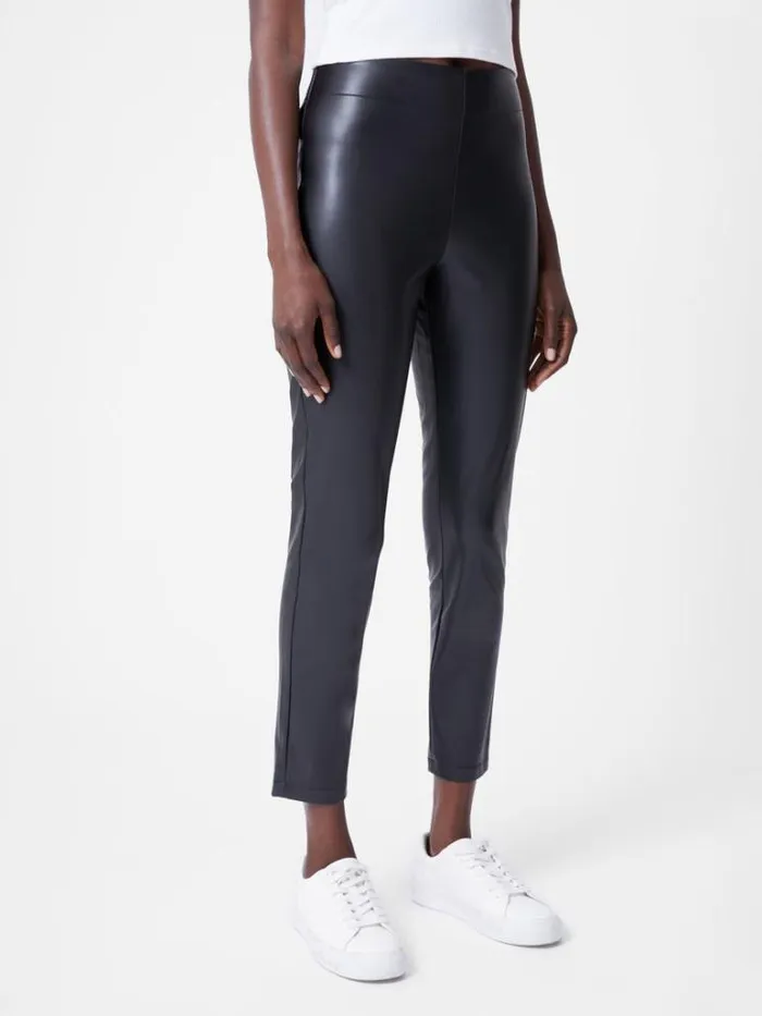 Woman French Connection Trousers Faux Leather Side Zip Skinny Trousers Black