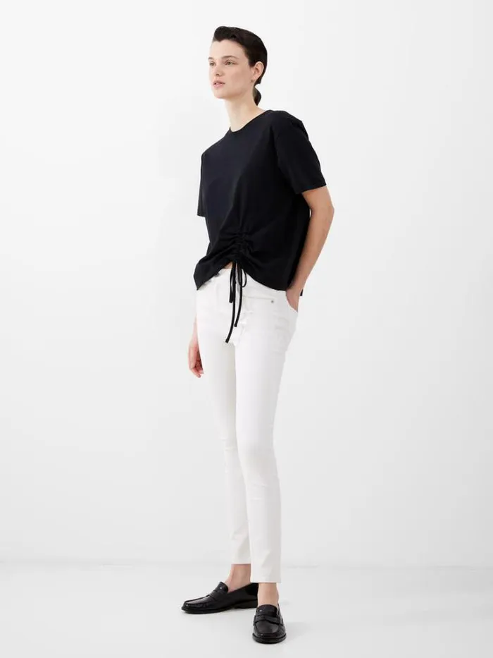 Woman French Connection Trousers Soft Stretch Denim High Rise Skinny Jeans 30 Inch White