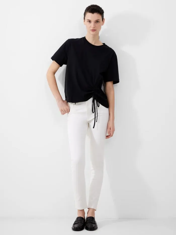 Woman French Connection Trousers Soft Stretch Denim High Rise Skinny Jeans 30 Inch White