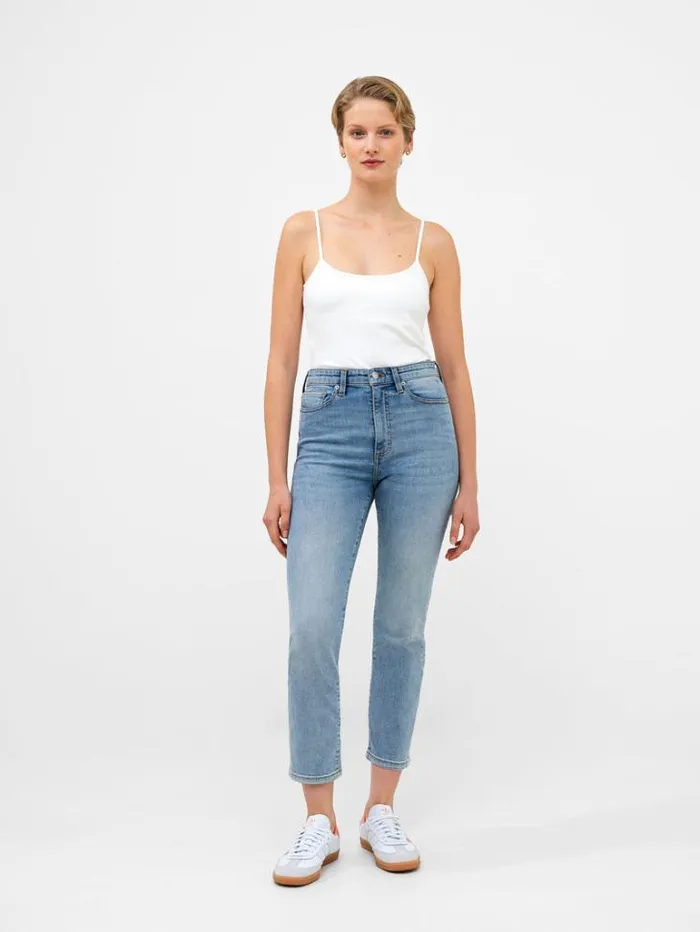 Woman French Connection Trousers Stretch Denim Cigarette Fit Ankle Length Jeans 28 Inch Bleach Wash