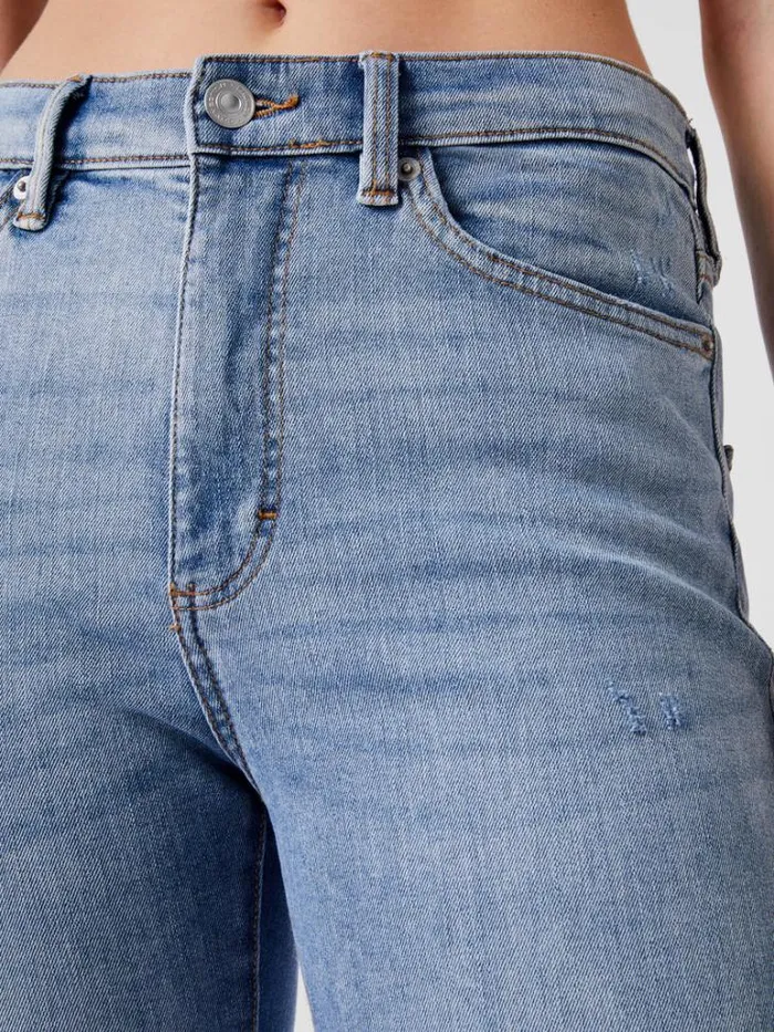 Woman French Connection Trousers Stretch Denim Cigarette Fit Ankle Length Jeans 28 Inch Bleach Wash