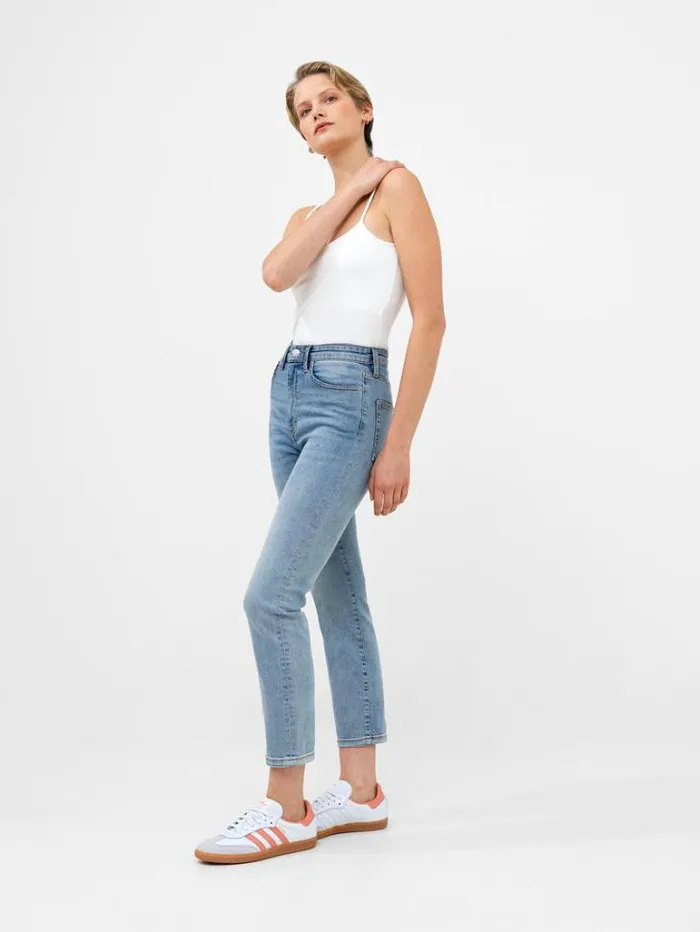 Woman French Connection Trousers Stretch Denim Cigarette Fit Ankle Length Jeans 28 Inch Bleach Wash