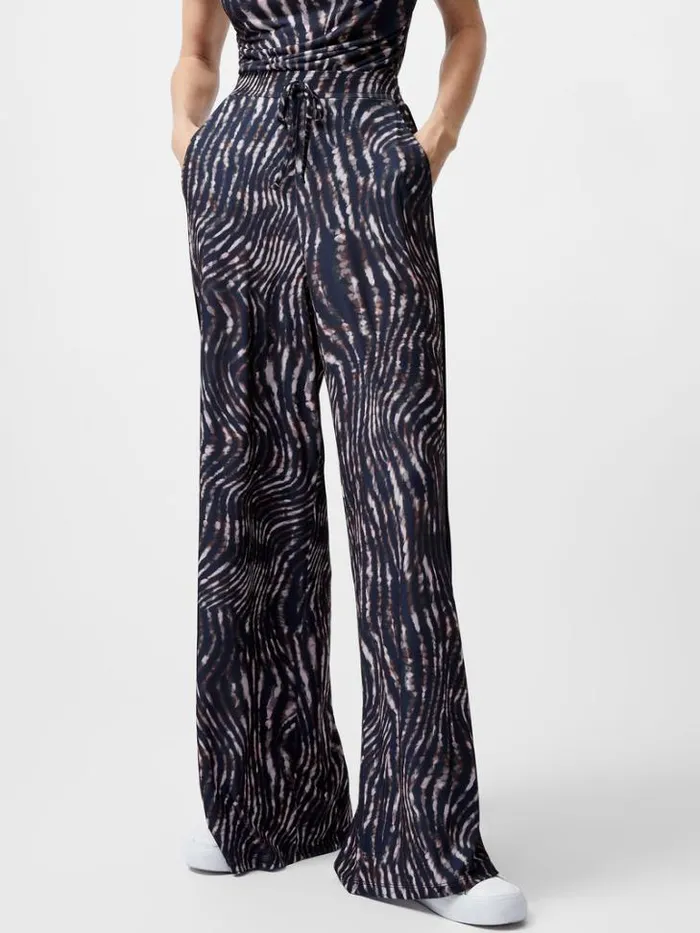 Woman French Connection Trousers Zina Portia Wide Leg Printed Trousers Brown Multi