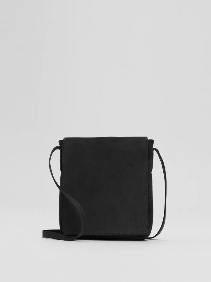 Women Accessories Eileen Fisher Italian Suede Square Crossbody Bag Black
