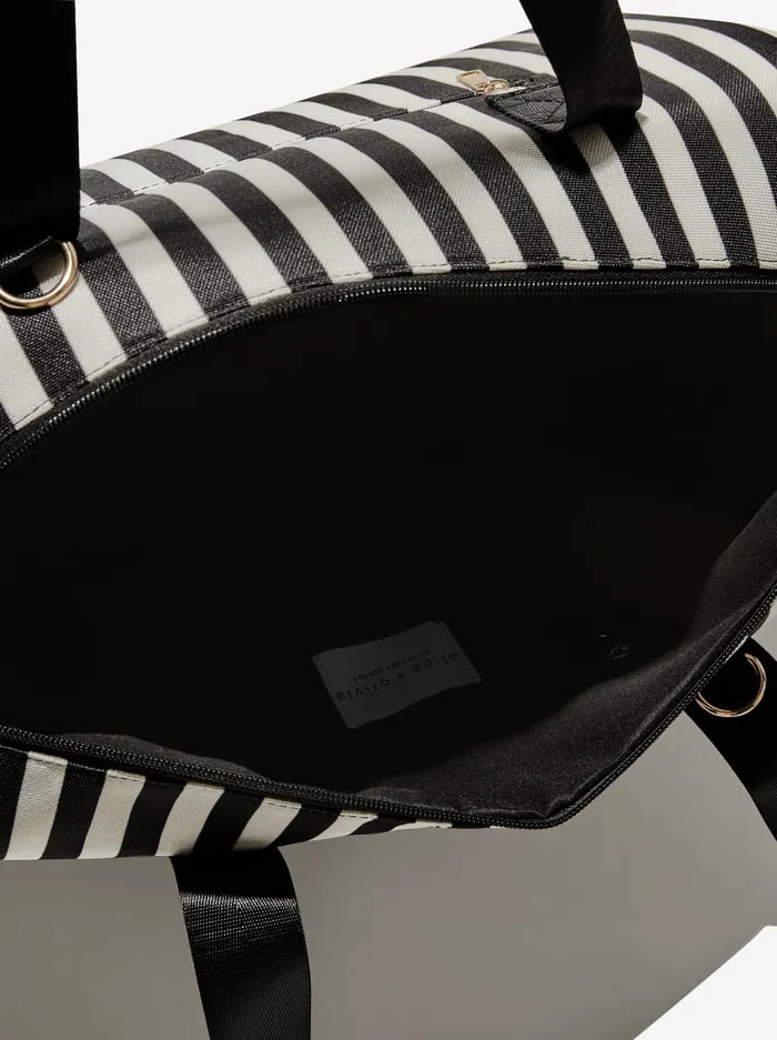 Women Alice Olivia Fabfitfun Duffle Bag Positano Stripe Sm Black