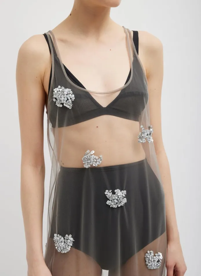 Women Artemis Beading Tank Dress Silver Multi Tibi Dresses
