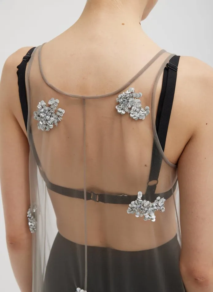 Women Artemis Beading Tank Dress Silver Multi Tibi Dresses