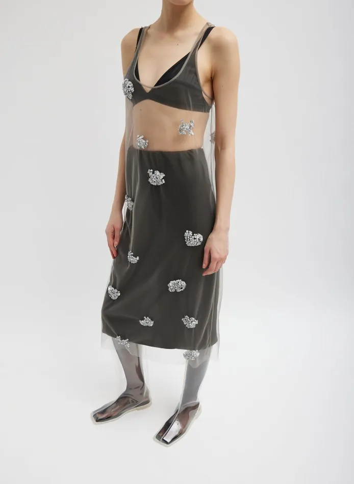 Women Artemis Beading Tank Dress Silver Multi Tibi Dresses