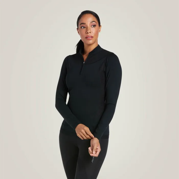 Women Ascent 14 Zip Baselayer Black Ariat TShirts and Tops