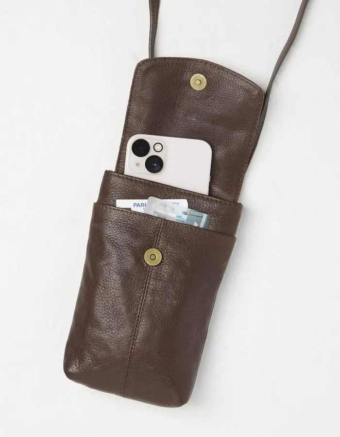 Women Bags and Purses FatFace Bronte Bee Phone Bag Chocolate Brown