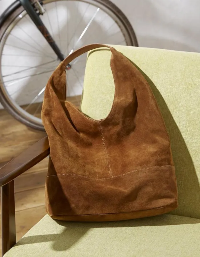 Women Bags and Purses FatFace Hattie Scoop Hobo Bag Tan