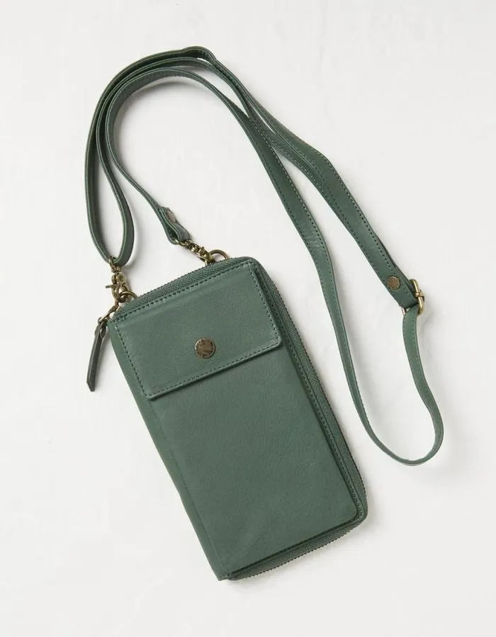 Women Bags and Purses FatFace Louisa Purse Phone Bag Green